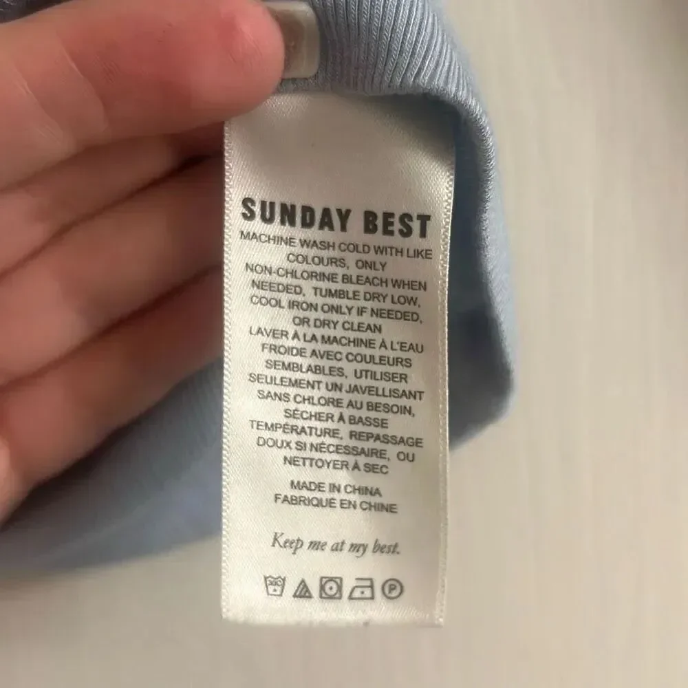 ✨Aritzia Sundays Best Ribbed Open Back Cropped Blue Sz Medium Top✨